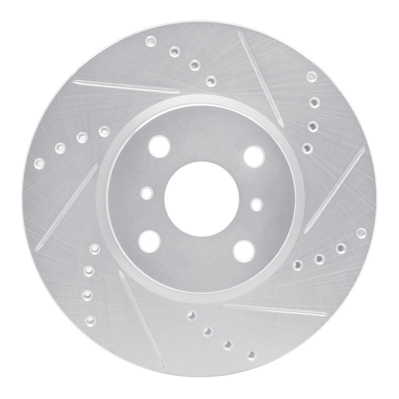 Toyota Yaris Brake Rotor (1) - Front Right - R1 Concepts - Drilled & Slotted - Silver - `12-`18